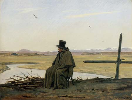 Un viandante nei pressi dell'Acqua Acetosa